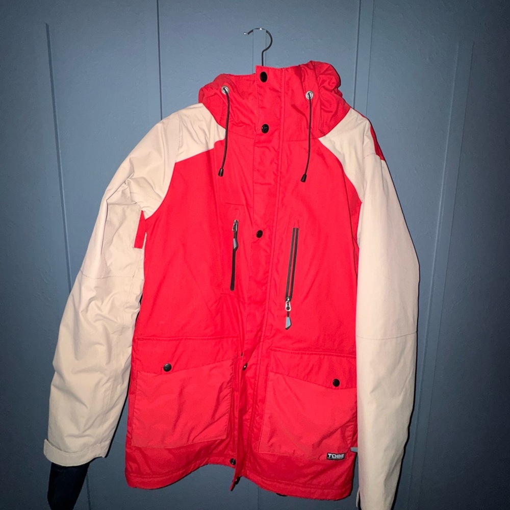 Tobi Red and Cream Ski Jacket for Men